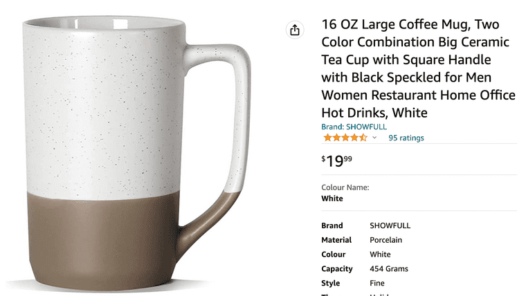 Example Amazon Coffee mug with long keyword heavy title